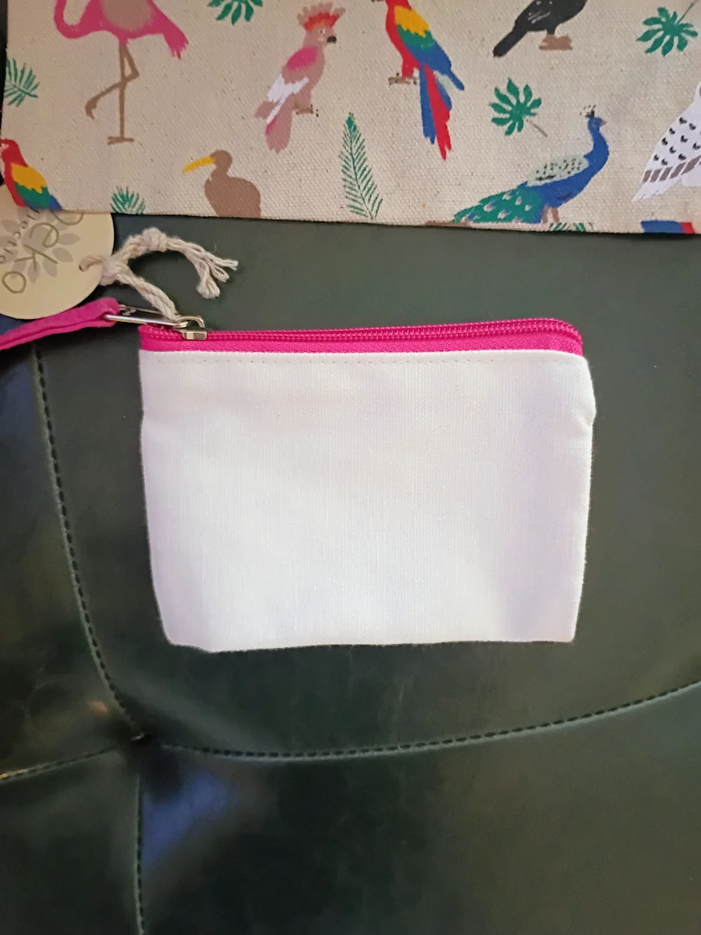 2pc Set Animal Print Canvas Pouch Set - Pink Zip
